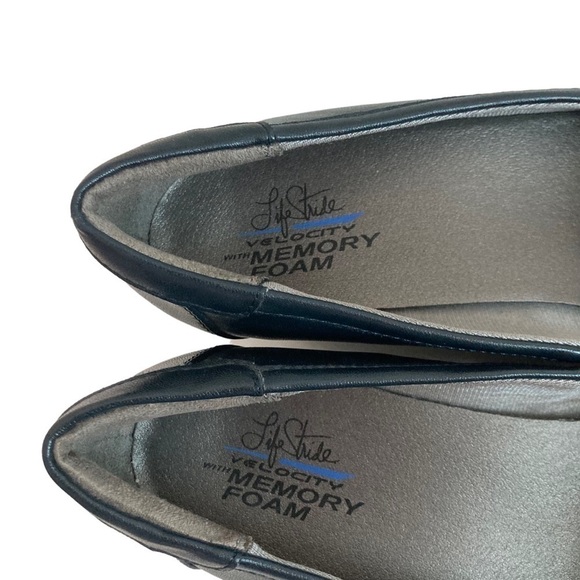 Life Stride Velocity Flex Memory Foam Women’s Size 10 M Navy Blue 2” Wedge - Picture 6 of 9